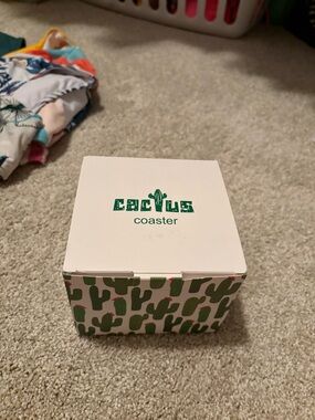 Cactus Coaster Set in Green and White